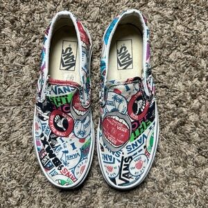 Vans Graphic Print Slip-On Skateboarding Sneakers Size Men’s 6 Women’s 7.5